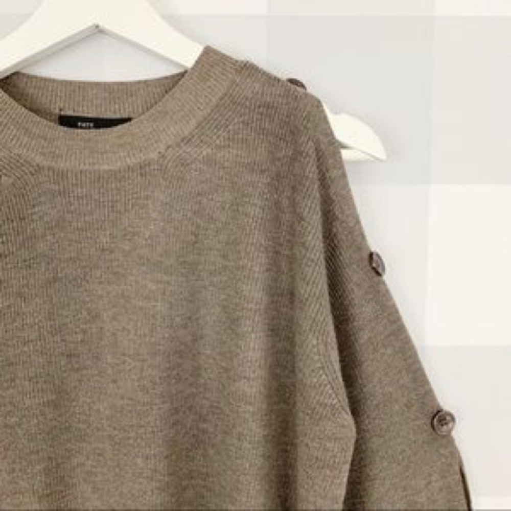 Button Sleeve Detail Sweater Pullover